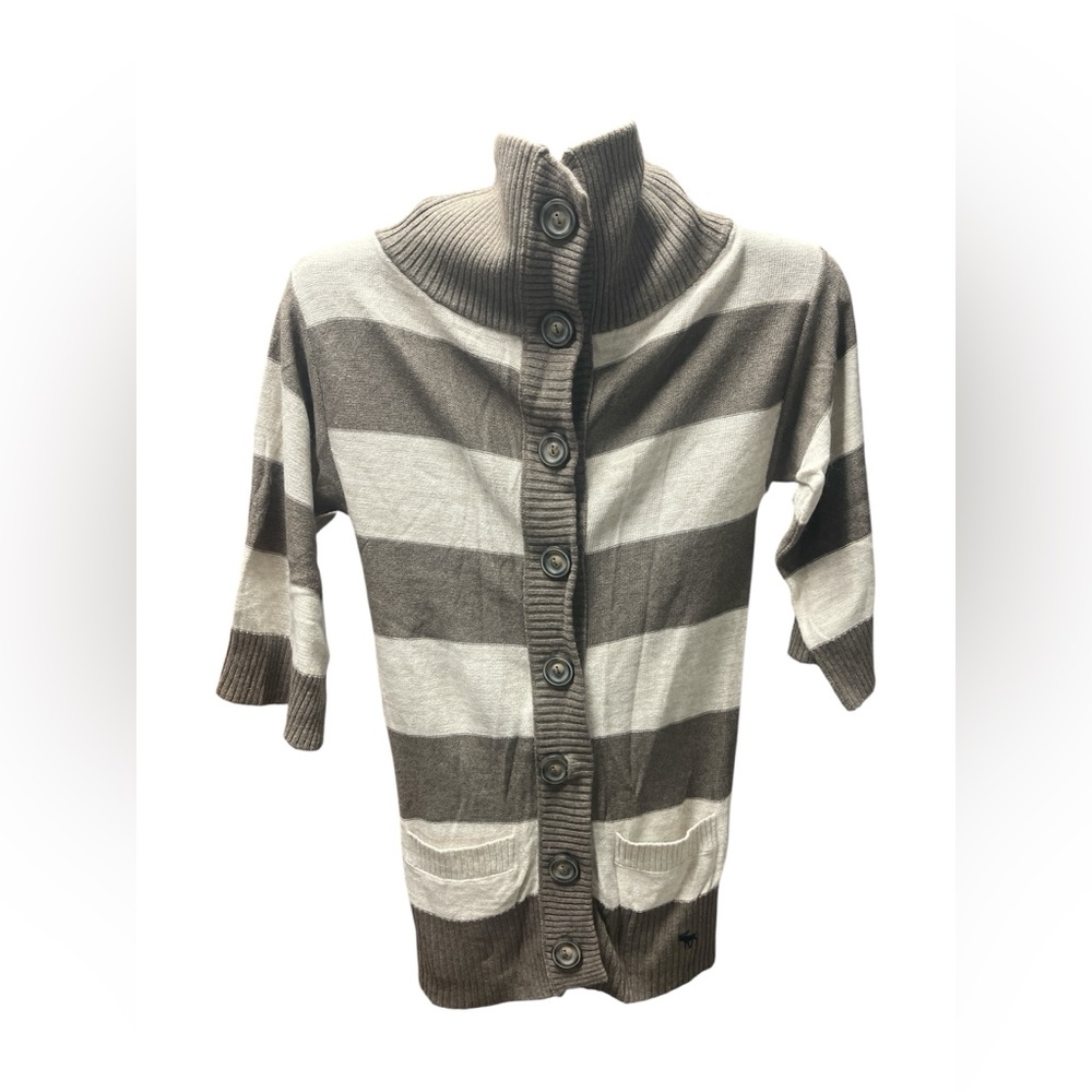 Abercrombie & Fitch Brown and Cream Striped Cardigan